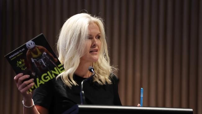 SYDNEY, AUSTRALIA – MARCH 01: Paralympics Australia CEO Catherine Clarke outlined a huge disparity in funding between Australia’s able bodied and impaired athletes. (Photo by Matt King/Getty Images)