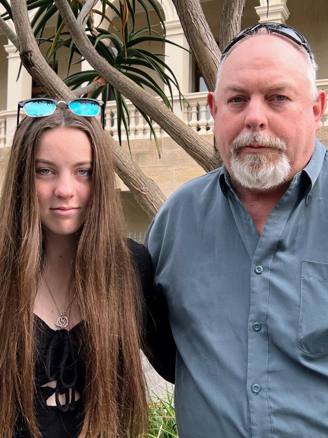 Angela Darragh’s daughter Clare Spicer and husband Dean Spicer outside Wollongong Courthouse. Picture: Dylan Arvela