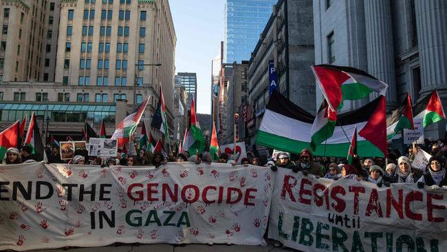 Demonstrators in support of Palestinians hold a rally to call for a “ceasefire” in Gaza.