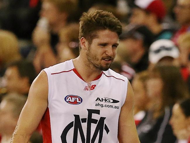 AFL Round 17 : St Kilda v Melbourne Jesse Hogan on the bench Picture:Wayne Ludbey