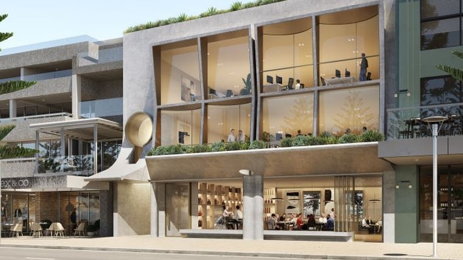 An artist's impression of a proposed three-storey commercial redevelopment of 34-35 South Steyne, It would replace an existing two-storey building opposite Manly Beach. Picture: Durbach Block Jaggers