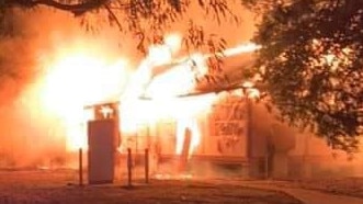 Fire crews were called to a series of fires across Singleton overnight on October 4, including one where four buildings at an old Catholic school were destroyed. Photo: Singleton Fire and Rescue NSW/Rev Thomas Chirackal/Facebook