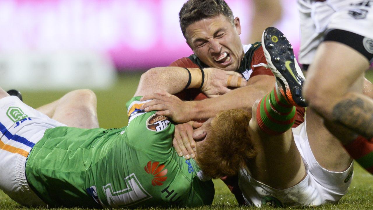 Corey Horsburgh and Sam Burgess had an epic battle in Canberra.