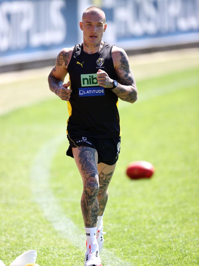 Dustin Martin at Tigers pre-season training in November. Picture: Michael Klein.