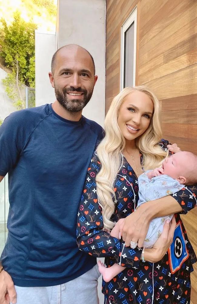 The couple with their son Christian Georges Dumontet, now 2. Picture: christinequinn/Instagram