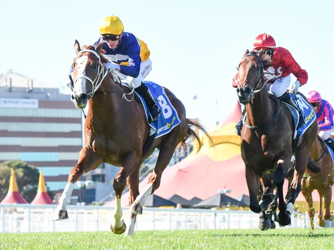 Prince Tycoon ridden by Daniel Moor wins the Next Payments Handicap at Caulfield Racecourse on May 10, 2025 in Caulfield, Australia. (Photo by Brett Holburt/Racing Photos via Getty Images)