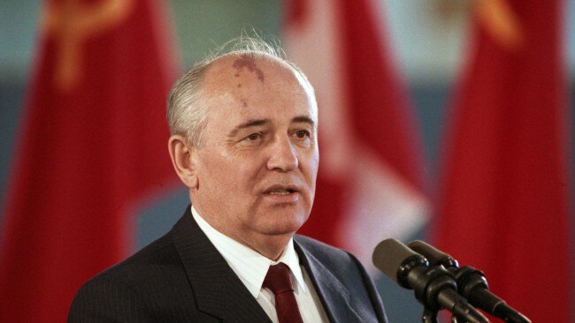 Former President of the Soviet Union Mikhail Gorbachev giving a speech during his visit to Ottawa, Canada, on May 30, 1990. Picture: Wojtek Laski/Getty Images
