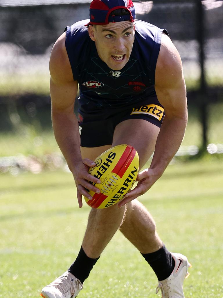 Jack Viney during this week’s training session. Picture: Michael Klein