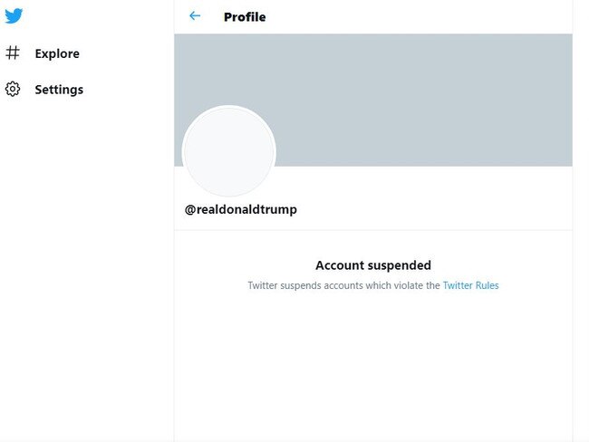 US President Donald Trump's Twitter account has been "permanently suspended". Picture: Supplied