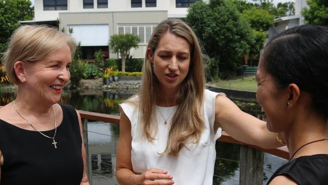 Mudgeeraba MP Ros Bates and Currumbin MP Laura Gerber talking about the LNP's new domestic violence policy.