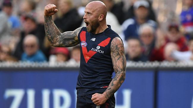 Nathan Jones celebrates a goal.