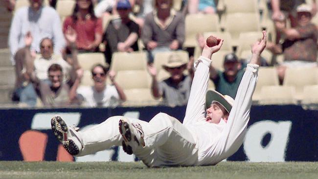 Cricketer Mark Taylor catching. Cricket - Australia vs West Indies Second Test match in Sydney. catch a/ct