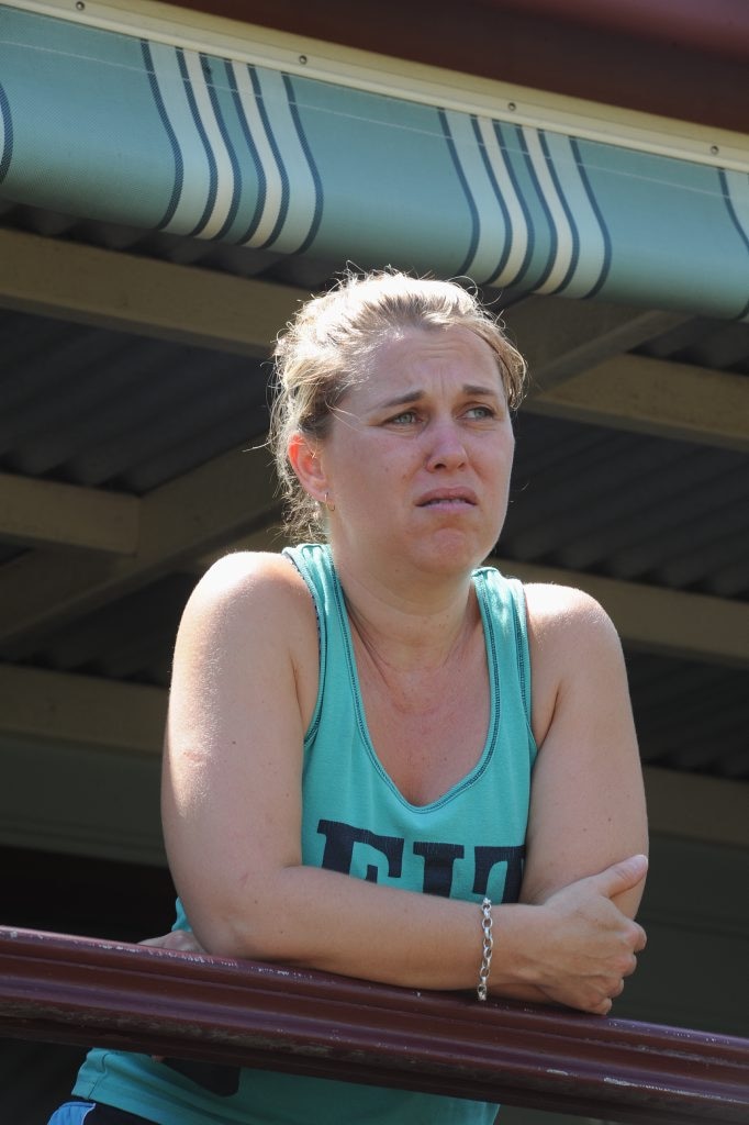 Jodie Anderson is isolated by flood waters in Kerr St Tinana. Jodie was concerned about drinking water as she had no electricity to boil water. Photo: Robyne Cuerel / Fraser Coast Chronicle. Picture: Robyne Cuerel