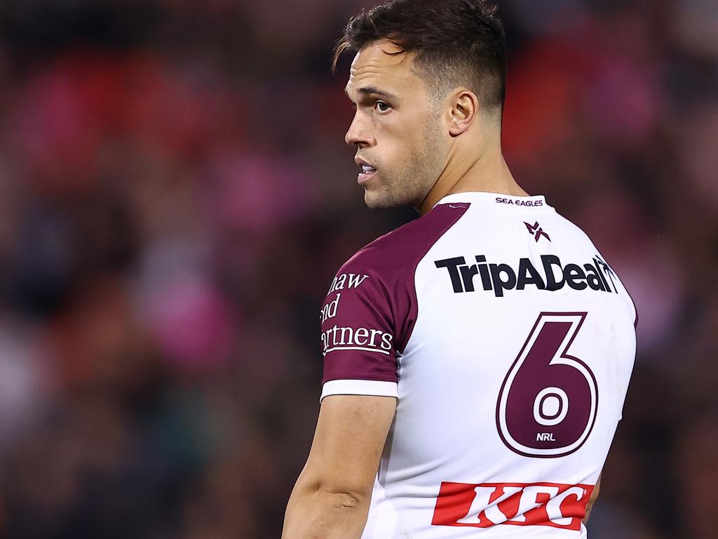 The Sea Eagles now face the Roosters, with Brooks to take on former Tigers teammate James Tedesco for a spot in the preliminary final. Picture: Jeremy Ng/Getty Images