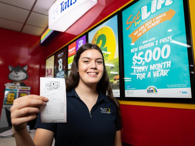 Tahnee Beale from The Lucky Charm Newsagency sold a  winning division two ticket in the Set for Life draw last week. Photo: EMMA MURRAY