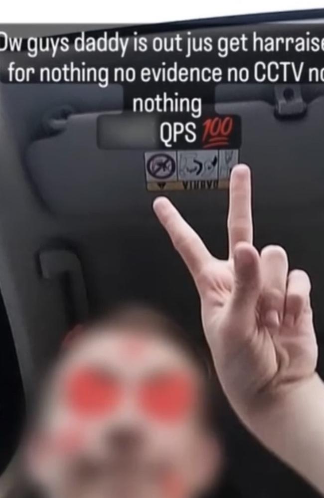 A mocking social media post from a 17-year-old boy arrested and then bailed over an alleged armed carjacking in Bulimba. Picture: Supplied
