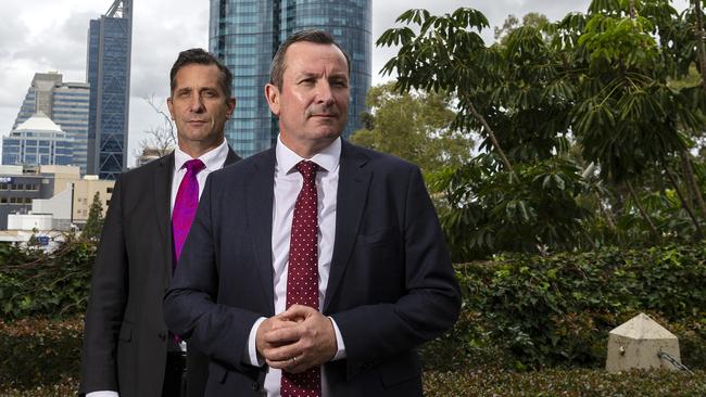 WA Defence Minister Paul Papalia and WA Premier Mark McGowan at Parliament House, Perth. Picture: Will Russell