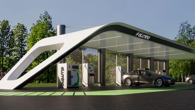 Artist impressions of the eLumina charging stations in use.