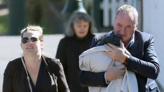 Vikki Campion and Barnaby Joyce with baby Sebastian. Picture: Diimex.