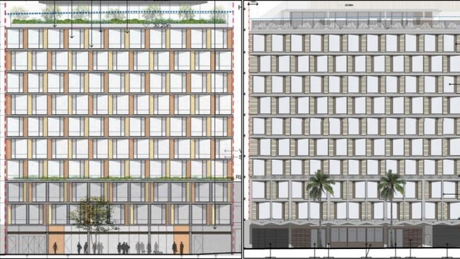 The approved design on the left and proposed changes on the right. Picture: Supplied