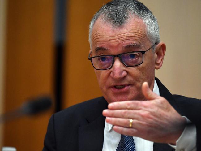 CANBERRA, AUSTRALIA - MARCH 23: Chairman of Australia Post  Lucio Di Bartolomeo during Environment and Communications Legislation Committee at Parliament House on March 23, 2021 in Canberra, Australia.  (Photo by Sam Mooy/Getty Images)