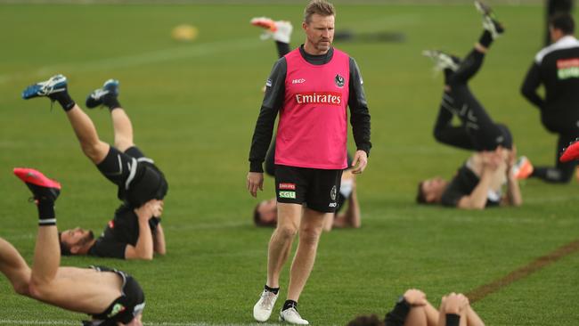 Collingwood coach Nathan Buckley says his team can survive despite a multitude of injury issues. Picture: Brett Costello