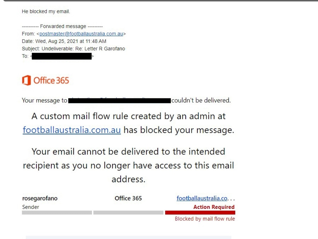 The bounce back email. Picture: Supplied