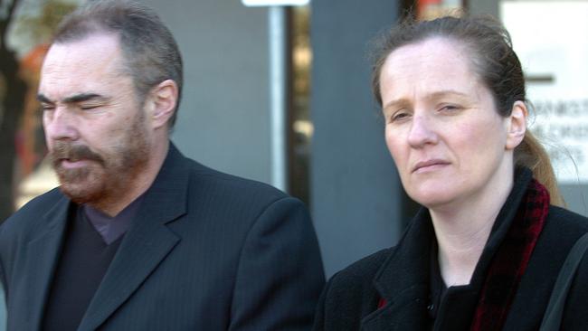 Gibb and Parker leave Frankston Magistrates’ Court not long before his death.