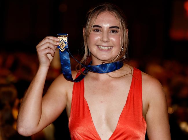 Zarlie Goldsworthy became the first Giant to win the AFLW’s Rising Star award. Picture: Michael Willson/AFL Photos via Getty Images