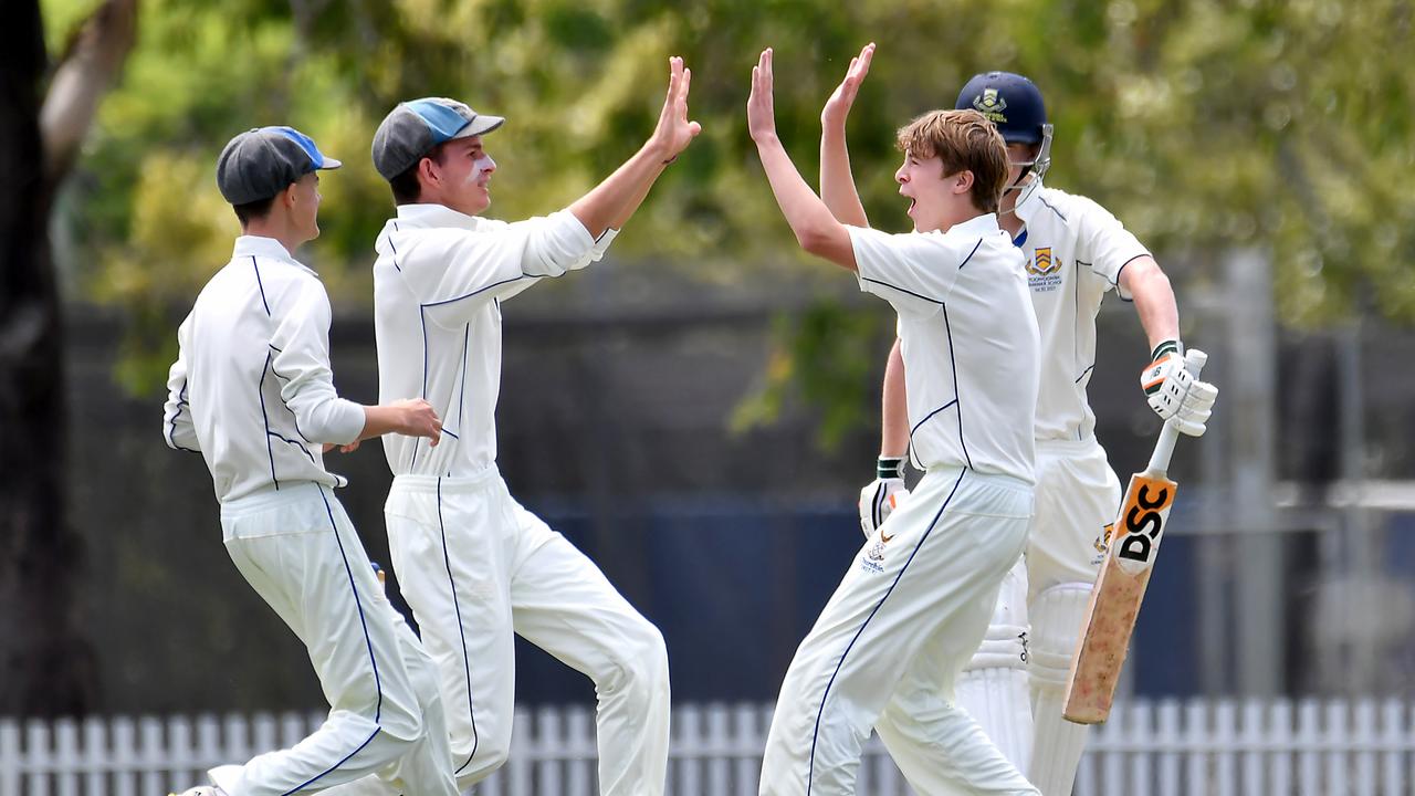 A wicket for Churchie GPS First XI cricket between Churchie and The Southport School. Saturday February 25, 2022. Picture, John Gass