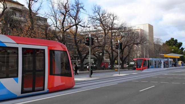 An artist’s impression of the tram extension on North Tce. Picture: Supplied