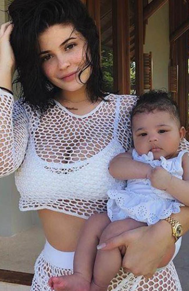 Her dramatic change in appearance, pictured here with daughter Stormi, speaks volumes about the young mum’s lack of self-confidence. Picture: Instagram