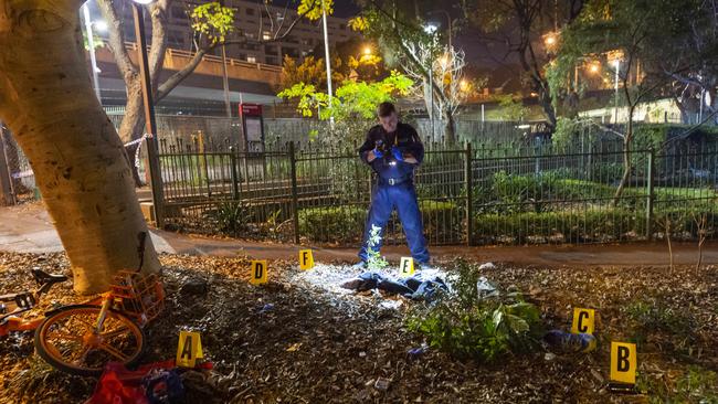 The man was stabbed in the face during an assault by up to ten males at Pyrmont. Picture: Gordon McComiskie