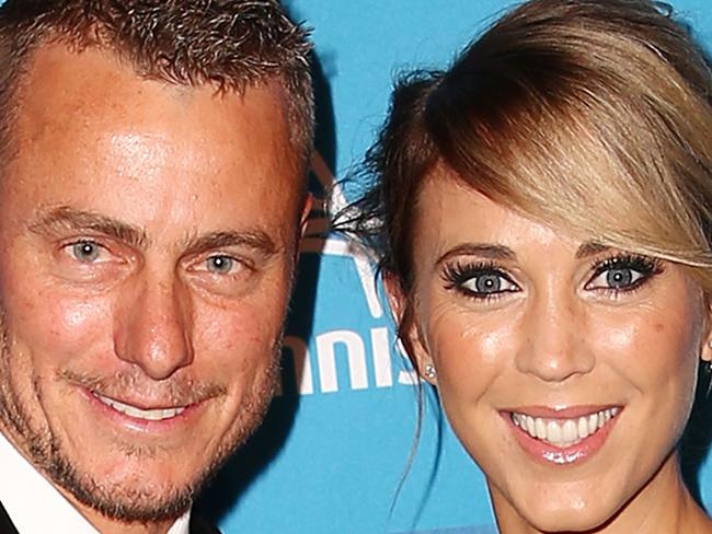 MELBOURNE, AUSTRALIA - NOVEMBER 23: Lleyton Hewitt and Bec Hewitt arrive at the 2015 Newcombe Medal at Crown Palladium on November 23, 2015 in Melbourne, Australia. (Photo by Scott Barbour/Getty Images)