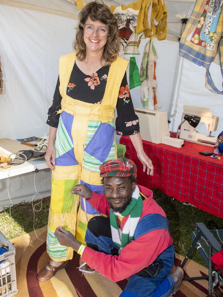 Wendy Wieden tries an original design by Isaya Sikwatta at the Hampton food festival. Sunday, June 26, 2022. Picture: Nev Madsen.