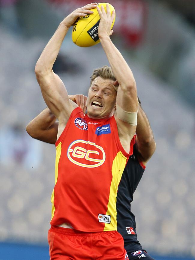 Nick Holman marks against Melbourne. Picture: Michael Klein