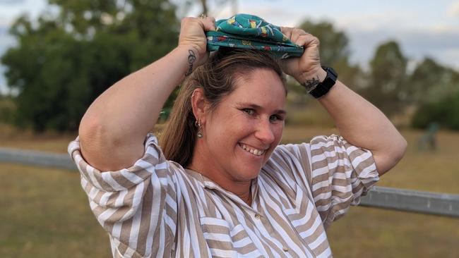 CAPPING IT OFF: Natasha Anderson has given away 35 brightly coloured scrub caps to health workers in the region. Photo: Ebony Graveur