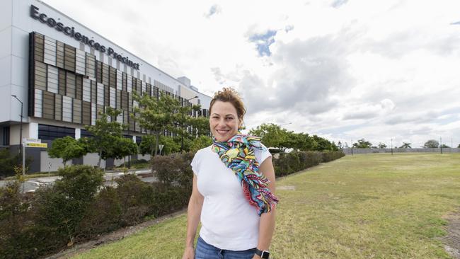 South Brisbane MP Jackie Trad at the land at Dutton Park secured by Labor as public space with the intention of building a new high school. Picture: AAP/Richard Walker