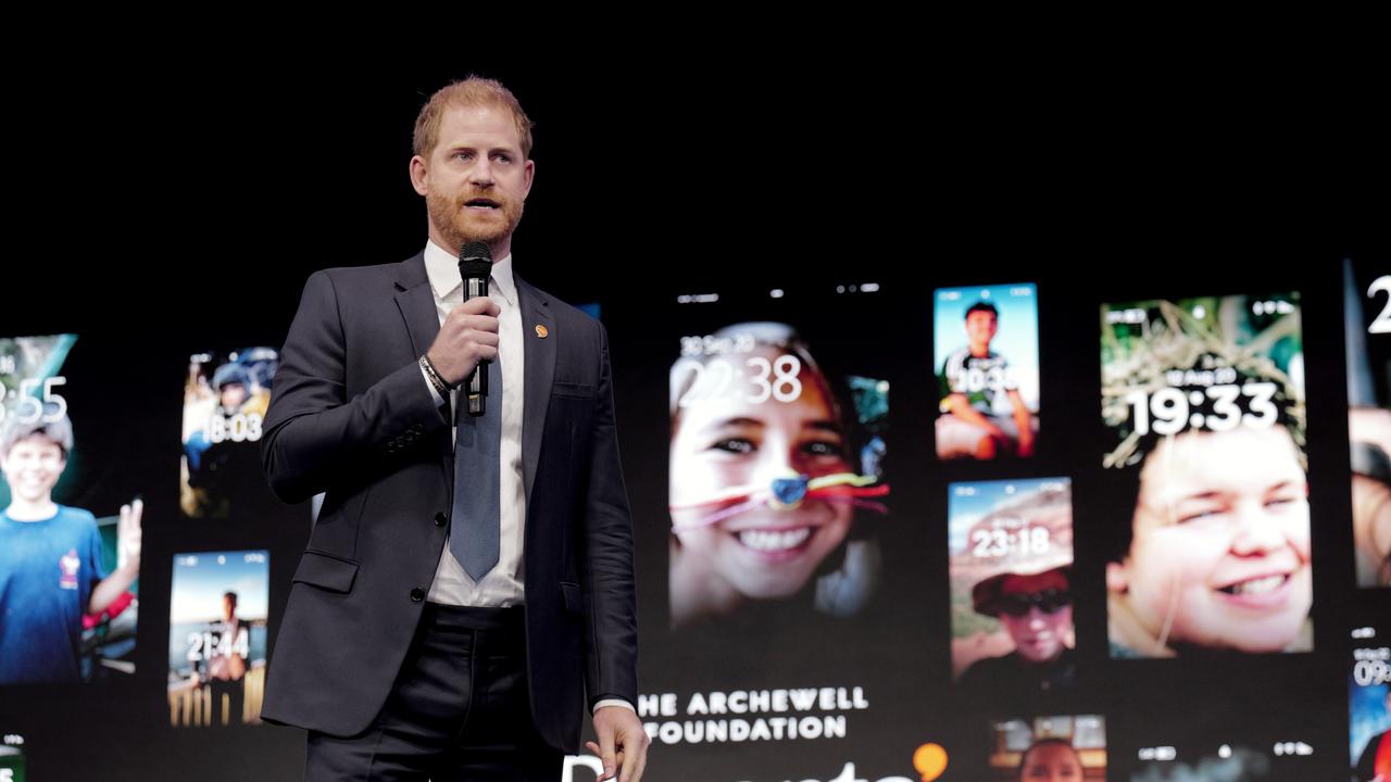 Still flying solo in NYC, Prince Harry speaks onstage during Day 2 of the Clinton Global Initiative 2024 Annual Meeting at the New York Hilton. Picture: Craig Barritt/Getty Images for Clinton Global Initiative