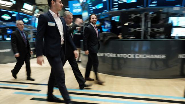 Traders on the floor of the New York Stock Exchange. Picture: Getty Images