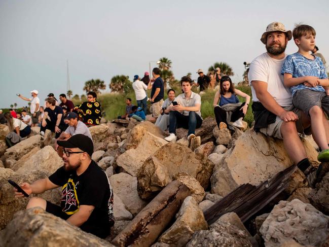 People await the launch of the SpaceX Starship from Starbase near Boca Chica, Texas. Picture: AFP