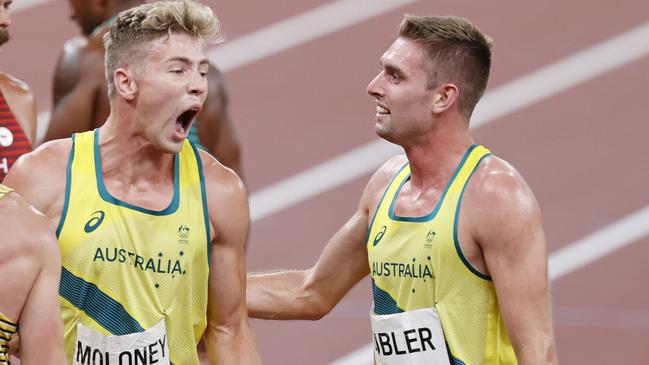 Dubler congratulates Moloney after he realises he’s won bronze. Picture: Alex Coppel