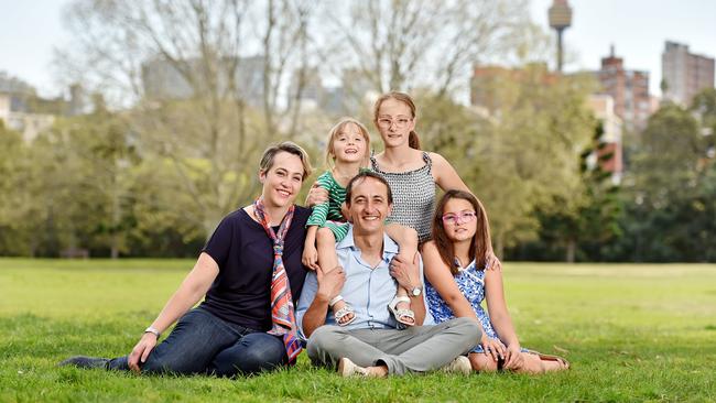 Dave Sharma is moving his family to Paddington. Pictured are his wife Rachel and children Diana, Estella and Daphne. Picture: AAP IMAGE / Troy Snook