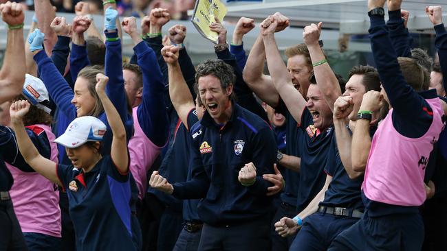 Bob Murphy celebrates on the final siren. Picture: Wayne Ludbey