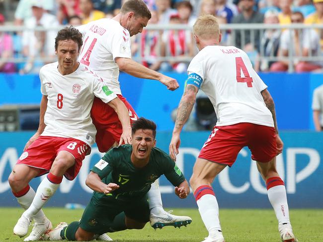 Daniel Arzani in action for the Socceroos. Picture: Toby Zerna