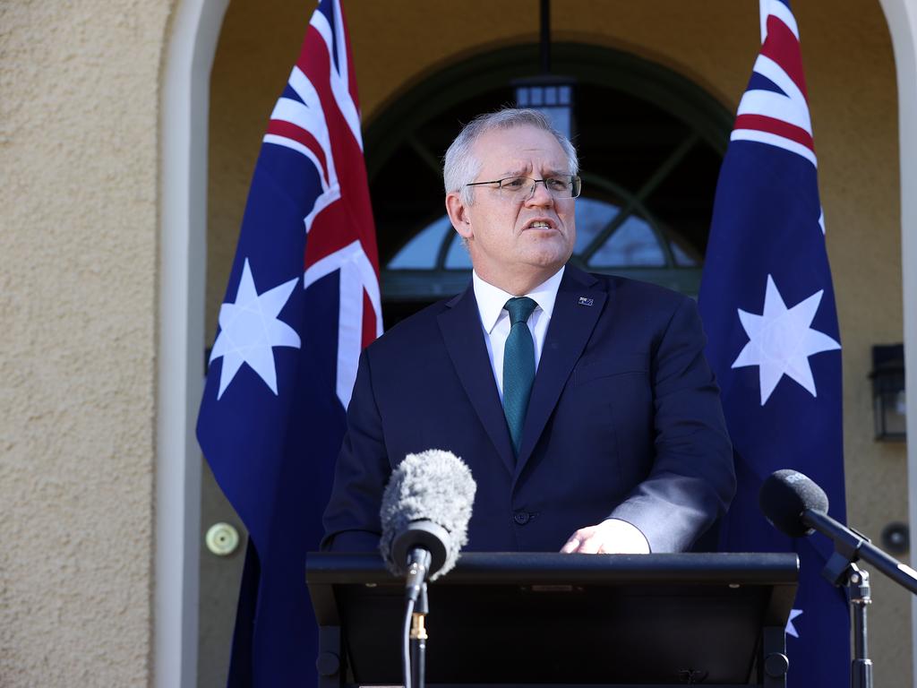 Scott Morrison lashed out at reporters who questioned his handling of the vaccine rollout. Picture: NCA NewsWire / Gary Ramage