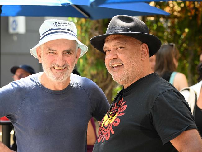 6/9/23: Noel Pearson and singer Paul Kelly sing and speak to attendees at the Goolwal Goolwal Feast about the upcoming Voice referendum, in Fortitude Valley, Brisbane . pic: Lyndon Mechielsen/Courier Mail