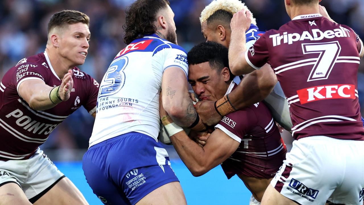 Lehi Hopoate was bullied by the Bulldogs but never stopped trying. Picture: Cameron Spencer/Getty Images