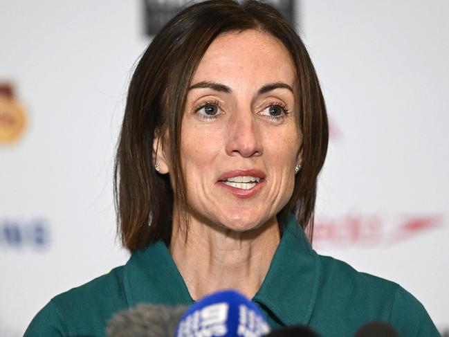 Marathon runner Sinead Diver speaks to the media prior to the Olympics. Picture: Quinn Rooney/Getty Images