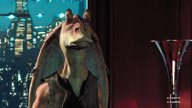 Jar Jar Binks character in scene from Star Wars film 